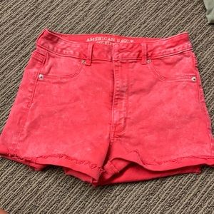 AMERICAN EAGLE STONEWASH RED SHORTS SIZE 8